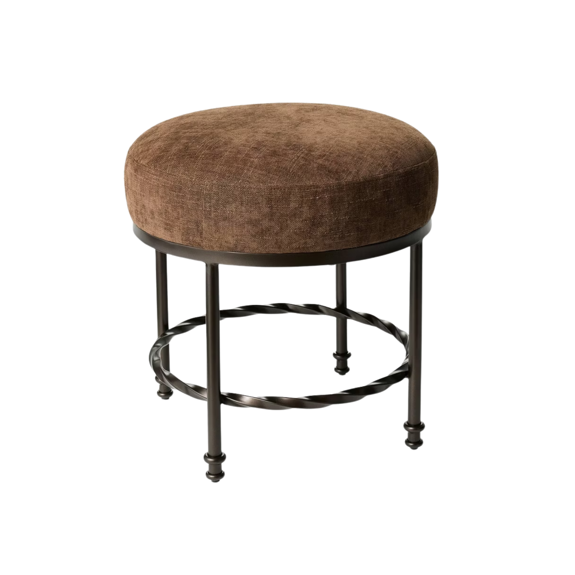 un pouf avec base en métal torsadé