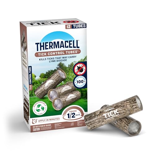 Tubes de contrôle des tiques Thermacell ; 12 par boîte ; Pas de spray, facile à utiliser ; Tue les tiques susceptibles d'être porteuses de la maladie de Lyme ; Placer dans la cour, les jardins ou les zones boisées deux fois par an ; Ne nuira pas aux enfants, aux animaux domestiques ou à l'environnement