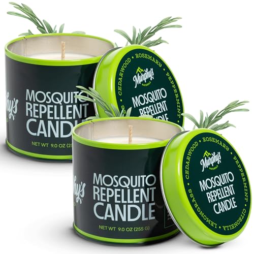 Bougies anti-moustiques Murphy's Naturals pour terrasse extérieure, citronnelle et amp; Huiles essentielles, mélange de soja/cire d'abeille, durée de combustion de 30 heures, 9 onces, paquet de 2