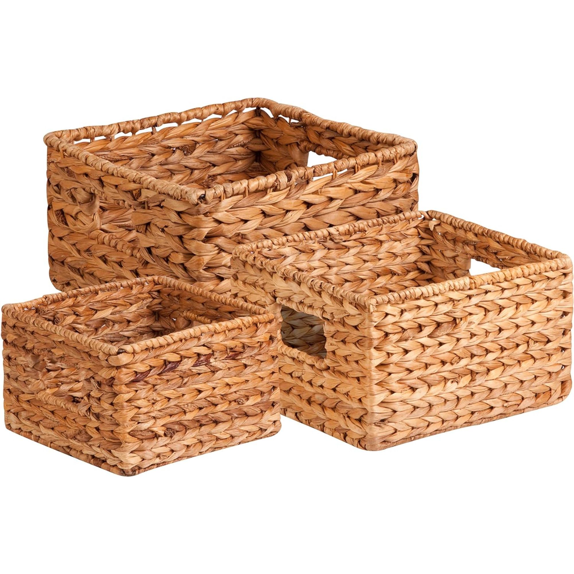 Ensemble de trois paniers de rangement en osier