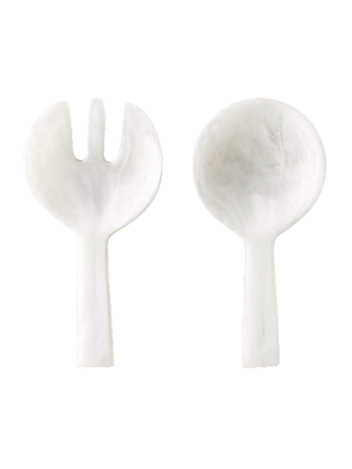 Couverts à salade en résine blanche, ensemble de 2