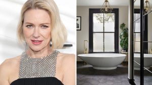 Je pensais que les salles de bains monochromes étaient froides et ennuyeuses jusqu’à ce que je découvre l’espace opulent de Naomi Watts – et tout cela ne tient qu’à une simple astuce Naomi Watts / Monochrome bathroom
