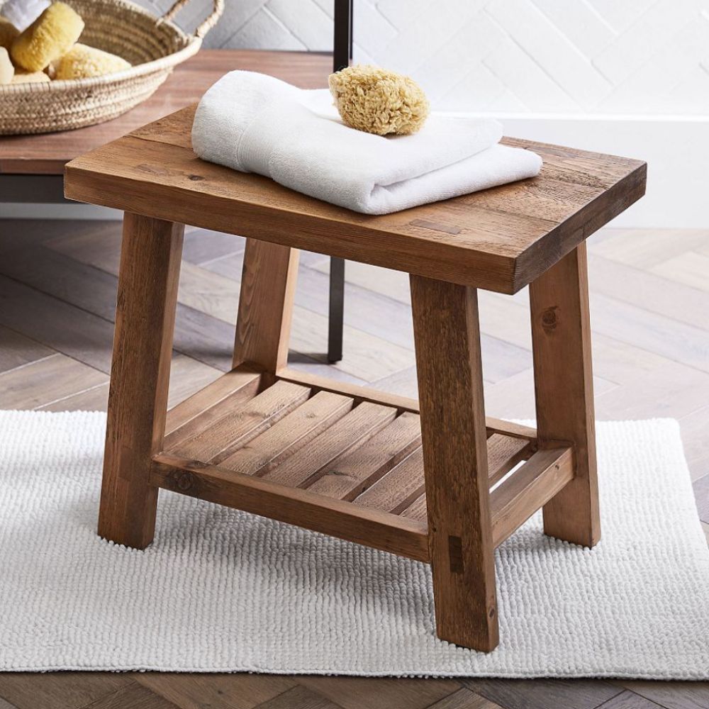 Tabouret de salle de bain en bois