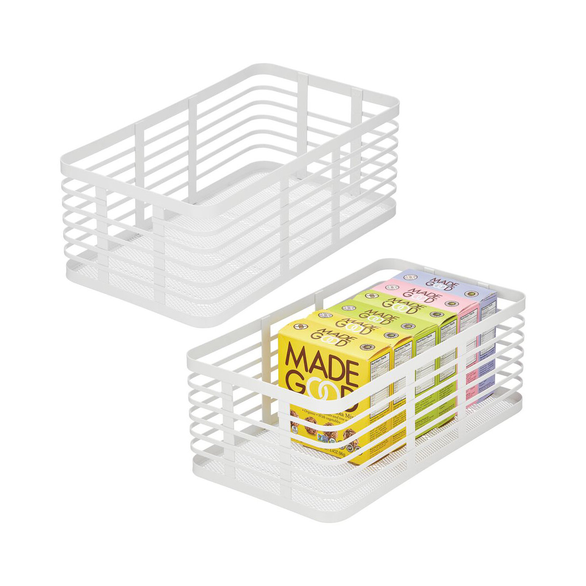 Panier de garde-manger en métal avec poignées