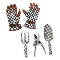 MacKenzie Childs Ensemble de 3 outils et gants de jardinage