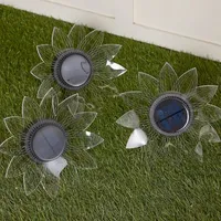 Jennings Lot de 3 lampes solaires XL en forme de fleur en acrylique à lumière blanche