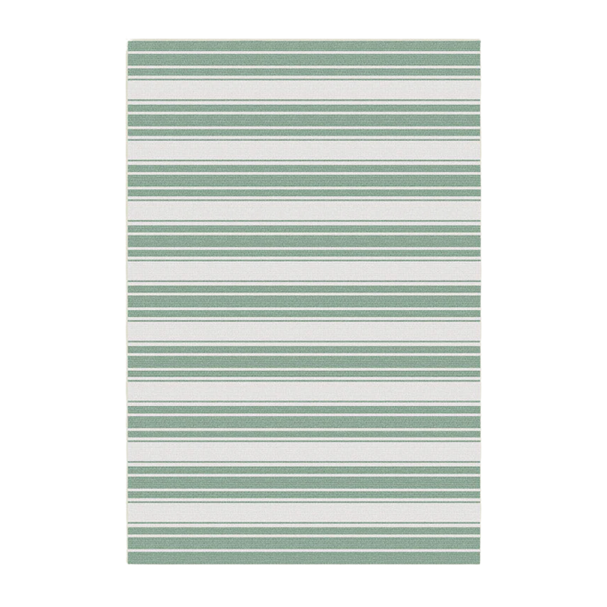 un tapis d'extérieur à rayures vertes et blanches