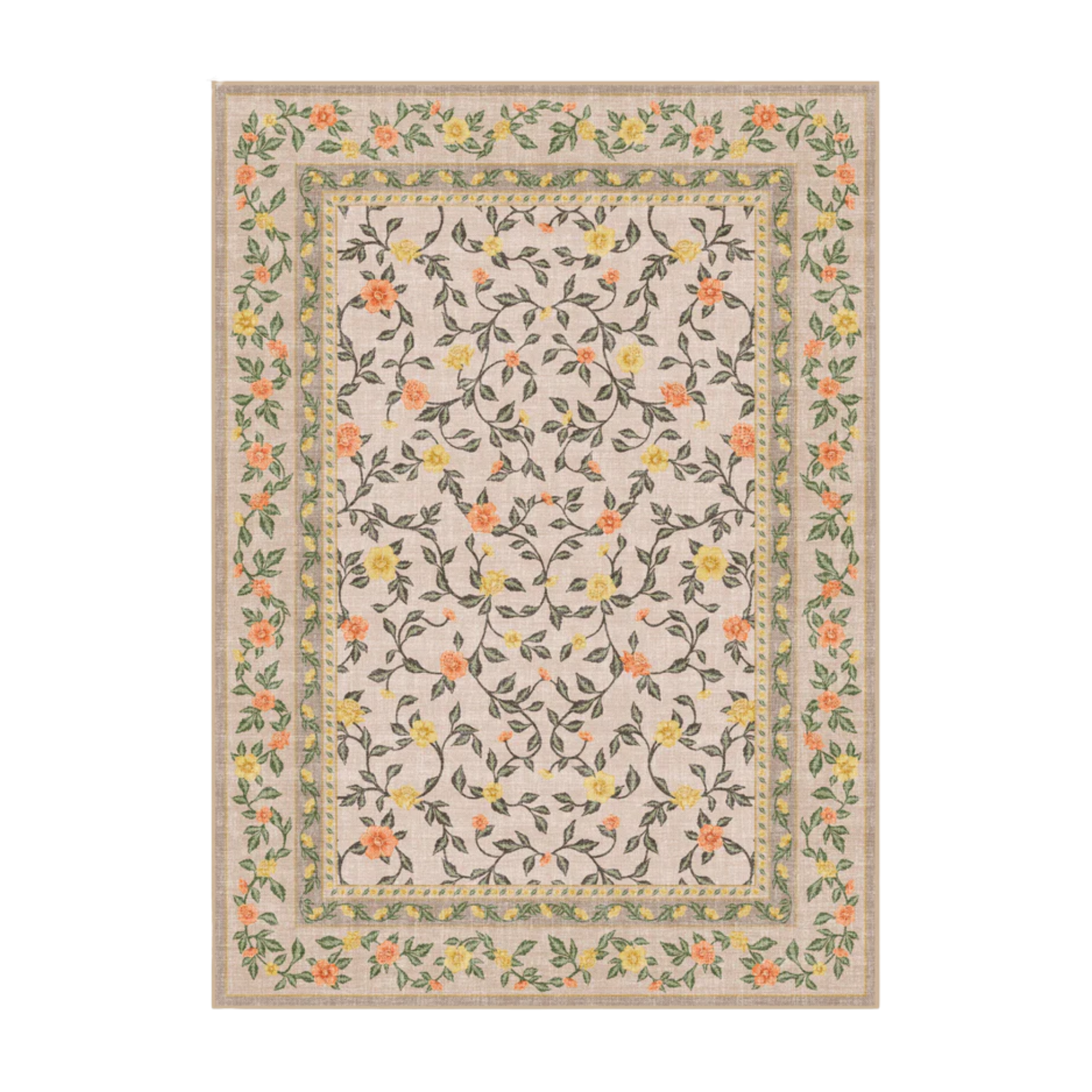 un tapis d'extérieur aux motifs floraux grimpants