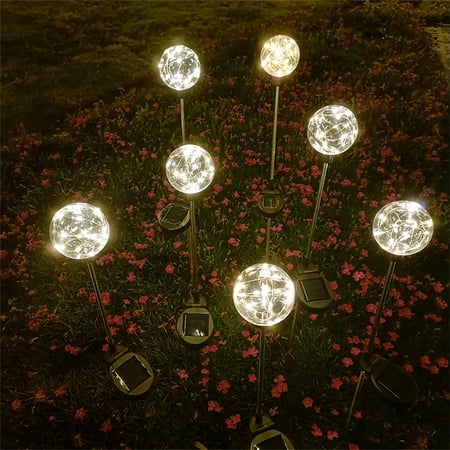 Lampes solaires sur piquet de jardin avec 20 LED | 4 couleurs ou blanc chaud | Marche/arrêt et amp; IP65 étanche | Décoratif pour cour, patio, allée | 1 paquet