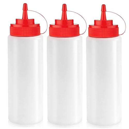 Norcalway Lot de 3 bouteilles à presser pour condiments pour sauces – Huile anti-fuite, sirop, vinaigrette – Lot de 3