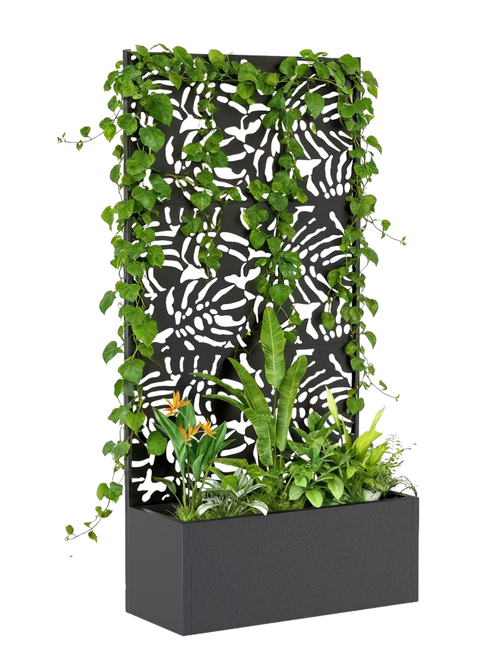Jardinière en métal avec treillis pour plantes grimpantes