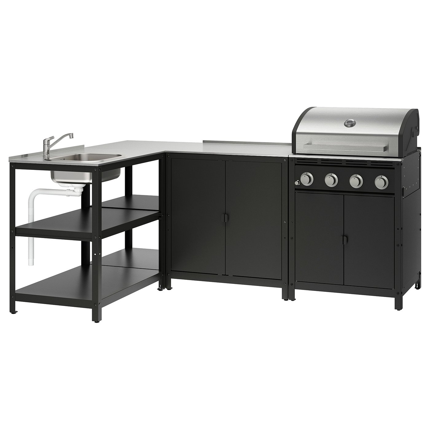Cuisine extérieure Grillsk&Auml;r - Acier inoxydable 86 1/4x57 7/8 "