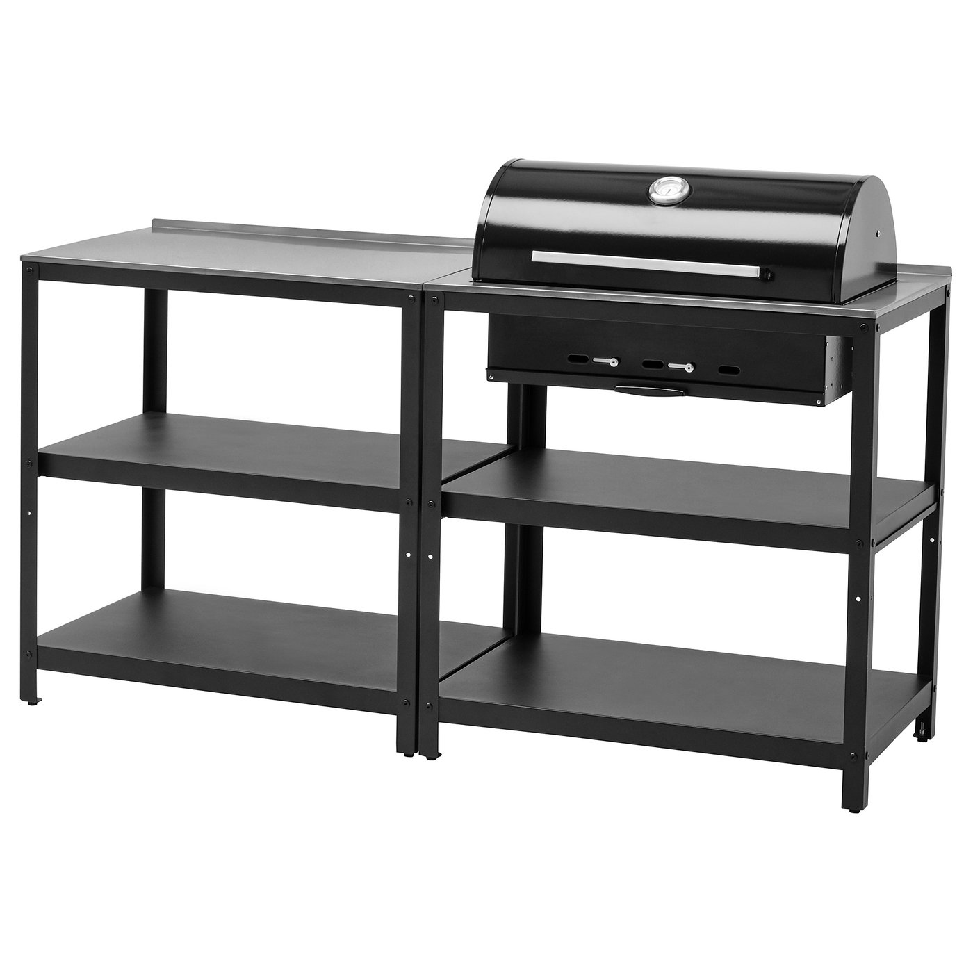 Cuisine Grillsk&Auml;r avec barbecue au charbon de bois, extérieur - Acier inoxydable 67 3/4x24 "