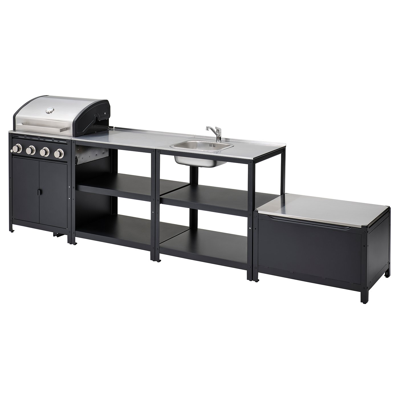 Grillsk&Auml;r Outdoor Kitchen W Grill à gaz - Acier inoxydable 129 7/8x24 