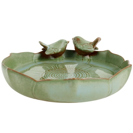 Linfang Bain d'oiseaux en céramique pour l'extérieur, bol de bain d'oiseaux résistant aux intempéries uniquement, bain d'oiseaux vintage pour l'extérieur, jardin, terrasse, balcon et pelouse