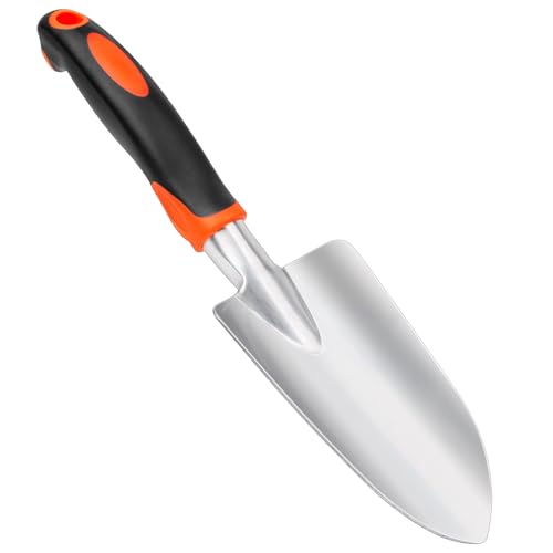 Pelle de jardin truelle à main de jardin, pelle à main robuste avec poignée ergonomique, petits outils de jardinage pour creuser, outils de truelle de jardinage résistants à la rouille, Orange
