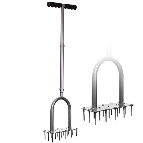 Walensee Aérateur de pelouse en métal avec 15 pointes en fer, outils d'aération pré-assemblés pour cour, aération de la pelouse, outil de jardin, ravive la santé de la pelouse, breveté