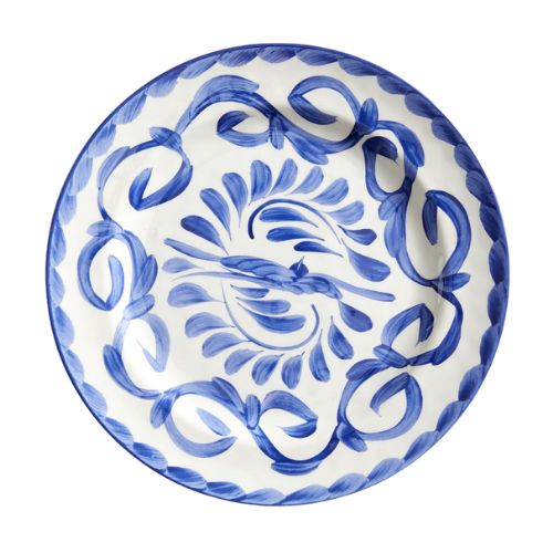 Assiette peinte en bleu et blanc