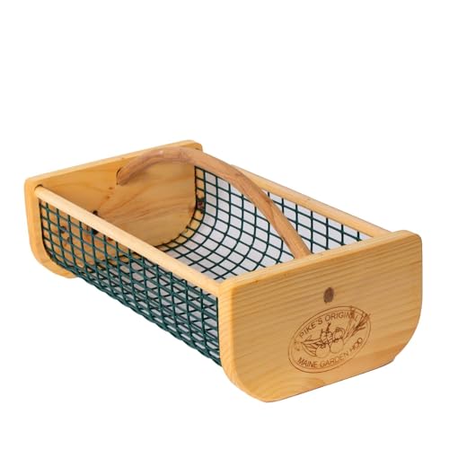 Panier de jardin Maine pour le jardinage de légumes et la récolte ou la décoration de ferme, pin et chêne avec treillis métallique en PVC, fabriqué aux États-Unis, 16 x 9 po, 8 litres
