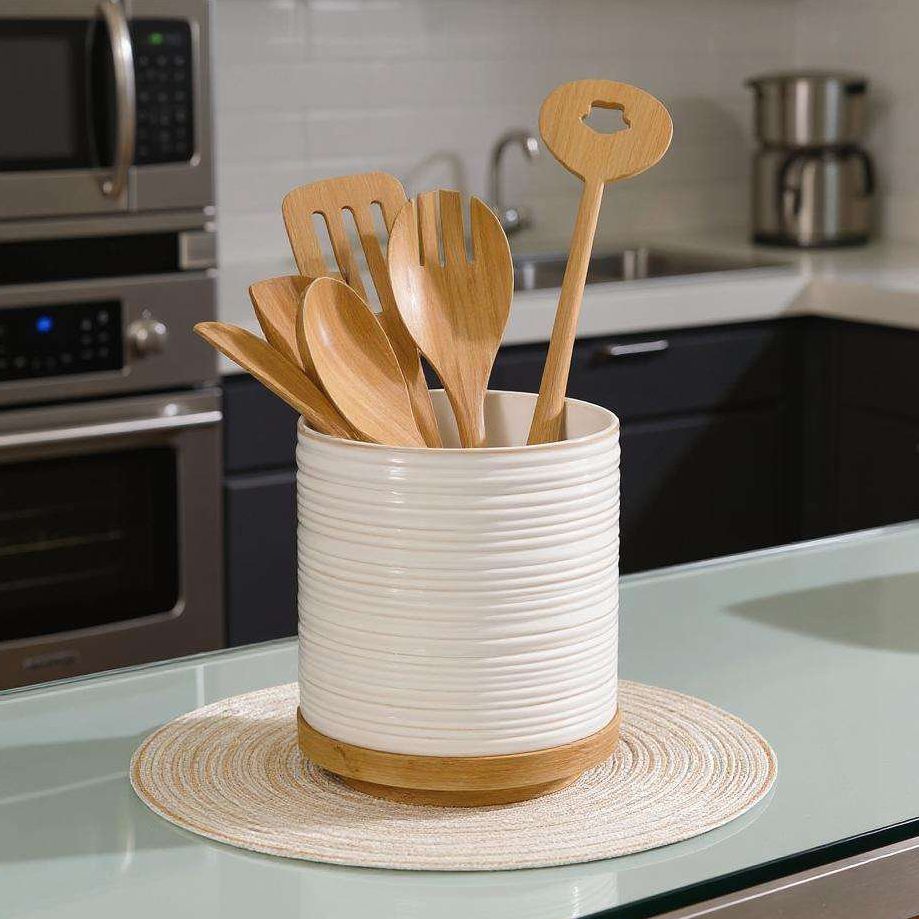 Porte-ustensiles blanc rotatif Dowan, 6,2 pouces et 6,2 pouces Commentaires | Wayfair