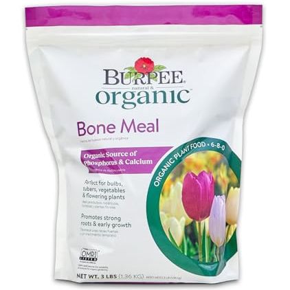 Engrais de farine d'os Burpee | Ajouter au terreau | Fort développement des racines | Omri répertorié pour le jardinage biologique | pour tomates, poivrons et bulbes, 1 paquet, 3 lb (1 paquet)