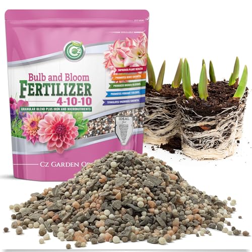 Engrais pour bulbes et fleurs 4-10-10 - Fabriqué aux États-Unis - 2 % de fer + micronutriments Engrais pour plantes pour jardins de fleurs et arbres intérieurs/extérieurs