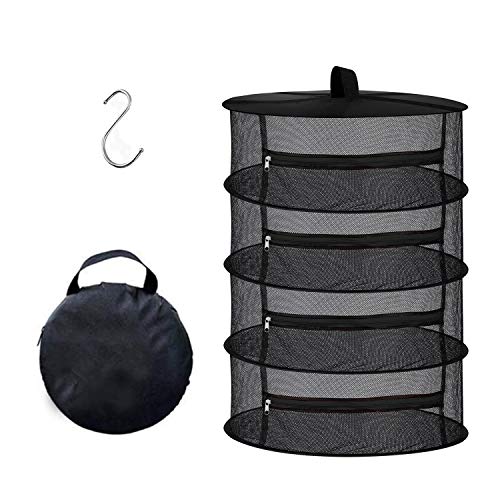 Desy &amp; Feeci Égouttoir à herbes à 4 couches – Filet de séchage pliable en maille pour herbes, fleurs, thé, fruits et légumes – Comprend un crochet en S et un crochet en S. Sac de rangement (24