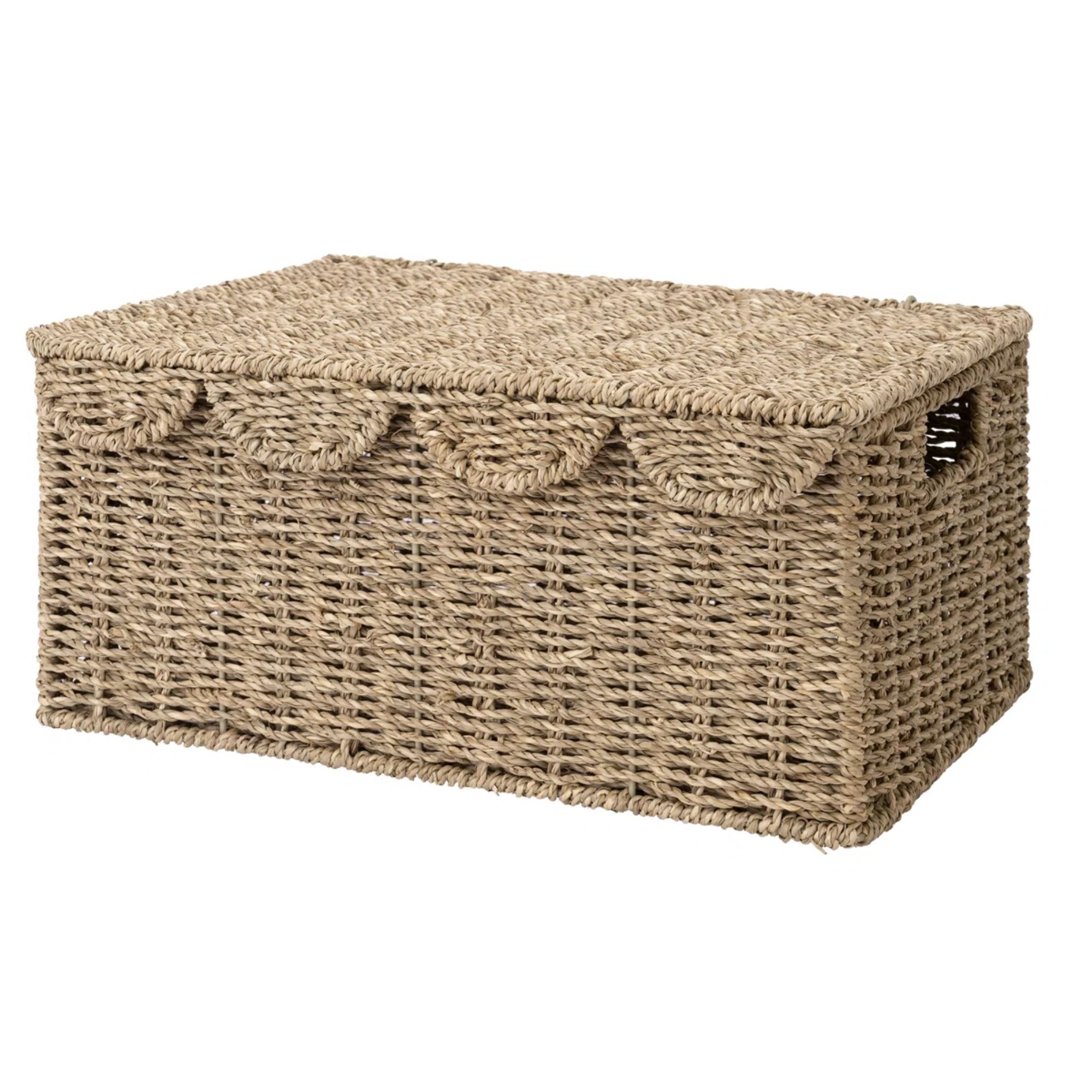 Boîte de rangement en rotin festonné