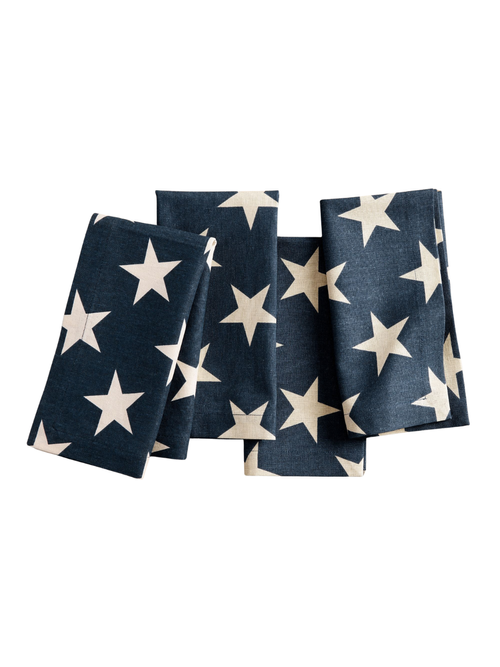 Serviette en coton/lin drapeau américain - Lot de 4