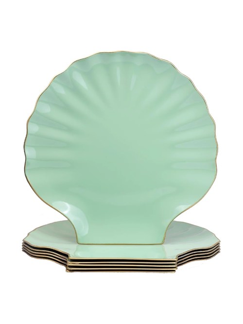 Assiettes de présentation en coquillage festonné, ensemble de 6