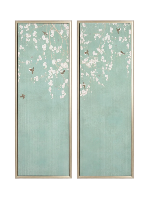 Art mural fleurs blanches, ensemble de 2