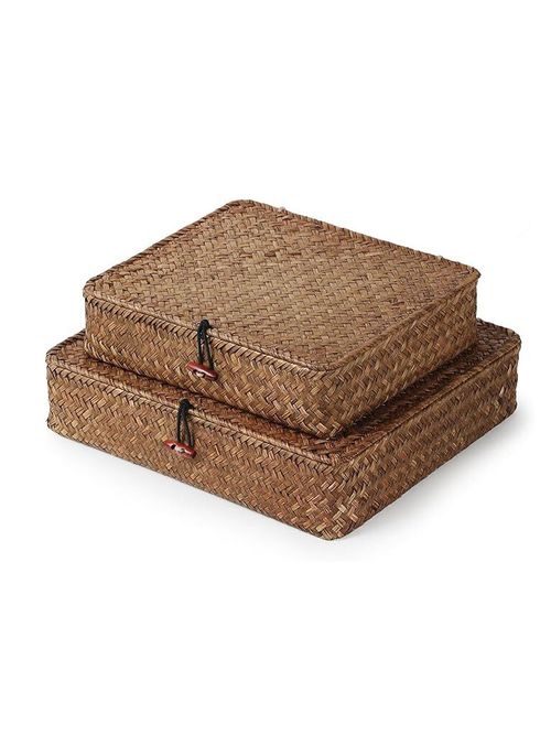 Paniers en jonc de mer avec couvercles, ensemble de 2 