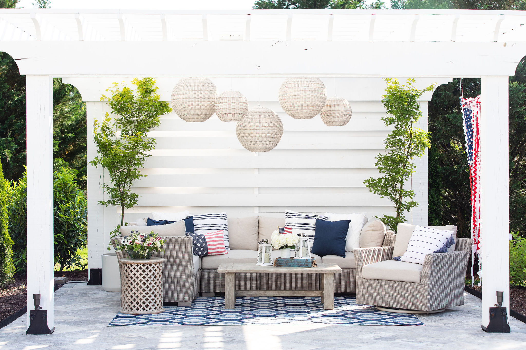 décoration de terrasse couverte pour le 4 juillet