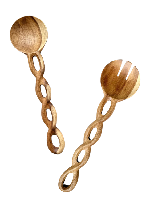 Couverts à salade en bois d'acacia, ensemble de 2