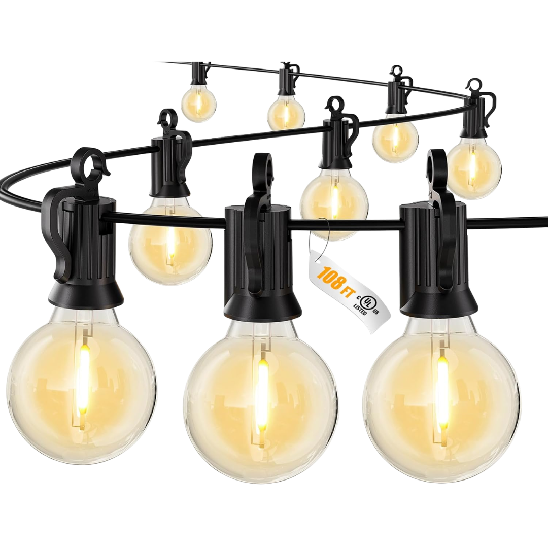 Brightown 108ft 52led guirlande lumineuse solaire extérieure avec télécommande et amp; Port USB, ampoules incassables, intensité variable et amp; Timable, 3 modes, lampes de patio à énergie solaire avec clips de montage pour la décoration de jardin de camping