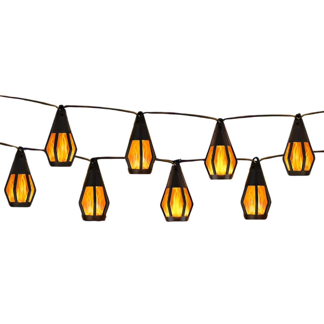 Jnaurb Guirlande lumineuse solaire pour l'extérieur, 7,4 m, pour terrasse, avec 10 ampoules à flamme vacillante, étanche, blanc chaud, lumière extérieure à énergie solaire pour jardin, cour, patio, tonnelle, bistro, café, décoration de fête