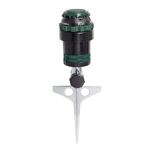 Orbit H2o-Six Arroseur à engrenages sur pointe en T en métal – Couverture d'arrosage de pelouse personnalisable – Tête rotative multi-motifs avec plage de pulvérisation réglable – Arroseur d'irrigation extérieur durable – 58573
