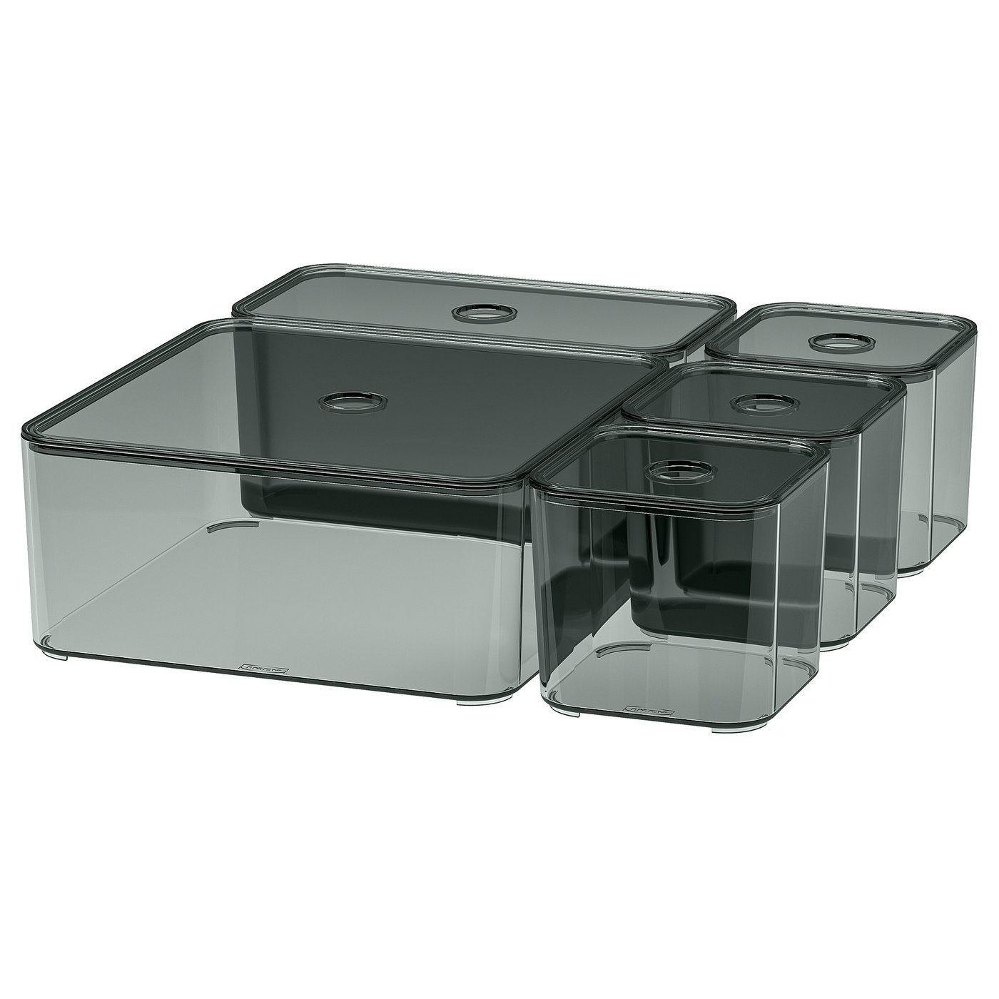 Vissla&Aring;n Boîte avec couvercle, lot de 5 - Gris
