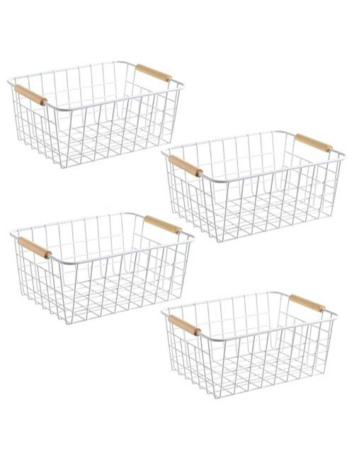 Paniers de garde-manger en fil blanc Lelecat, ensemble de 4