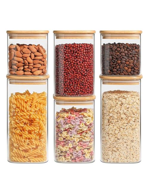 Boîte de rangement hermétique en verre Comsaf avec couvercles, ensemble de 6