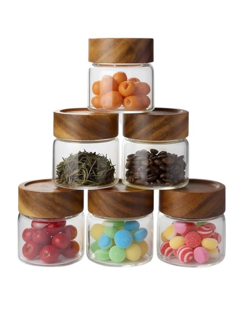 Zoaiirte bocaux en verre hermétiques empilables, ensemble de 6
