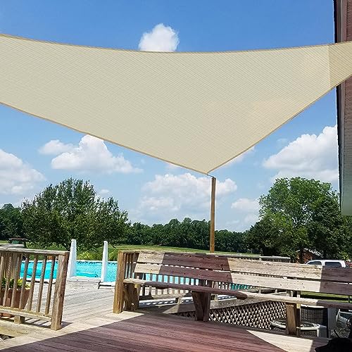 Pare-brise4less 16' X16#039; X16#039; Voile d'ombrage en tissu bloc Uv, auvent en Triangle de sable Beige, pour Patio, jardin, Patio, personnalisé