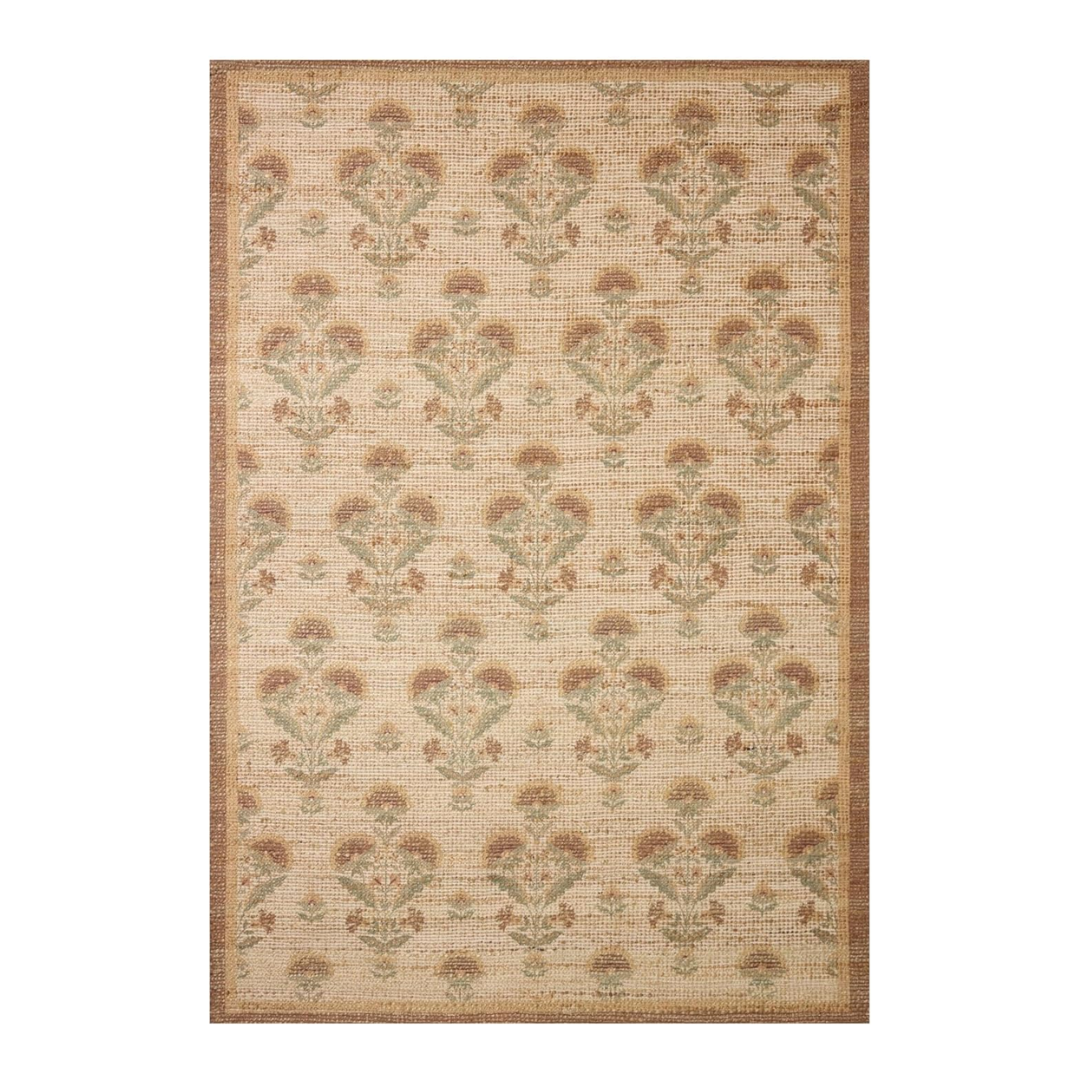 Loloi Chris Loves Julia Rue Collection Rue-01 Blé/Sauge 8'-6" X 11'-6quot; Tapis de salon en jute à motif floral neutre, tapis de chambre à coucher