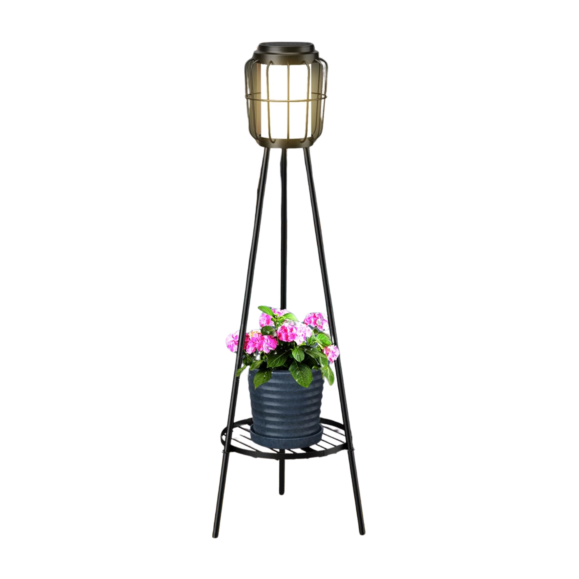 lampadaire solaire avec support pour plantes