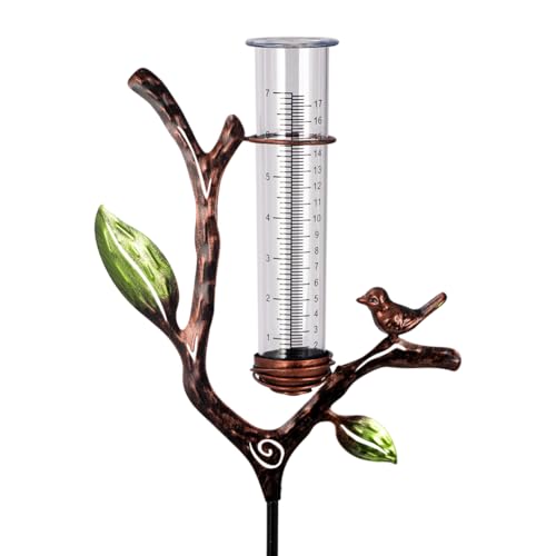Viterlight Pluviomètre d'extérieur en métal avec piquet, tube de 17,8 cm, outil de mesure de pluie décoratif pour jardin, pelouse, terrasse