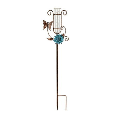 Piquet de jardin décoratif Mainstays avec pluviomètre et motif floral papillon