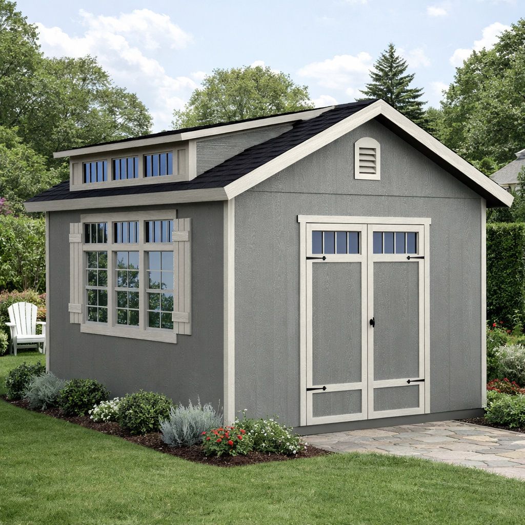 Hangar de rangement en bois Handy Home Windemere 10 pi. WX 12 pieds. D &amp; Commentaires | Wayfair