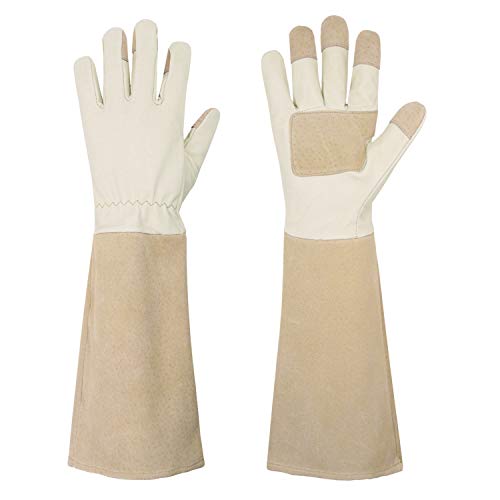 Gants d'élagage Handlandy Rose pour hommes et femmes Gants de jardinage longs résistants aux épines pour femmes, gantelet en cuir de porc respirant, meilleurs cadeaux et cadeaux de jardinage Outils pour jardinier