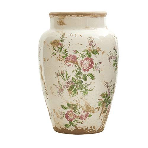 Vase en céramique à imprimé floral vintage
