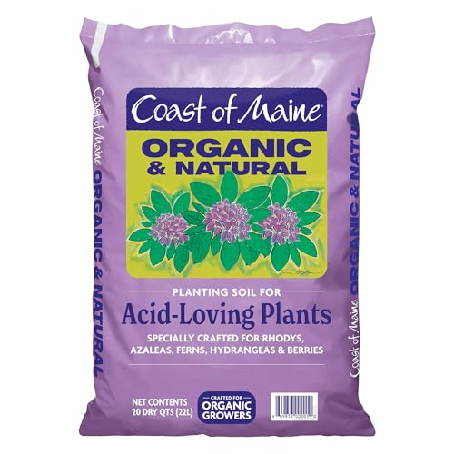 Côte du Maine Bio &amp; Terreau de plantation naturel pour plantes acidophiles azalée, rhododendron et amp; Baies – Terre de plantation de qualité supérieure avec fumier composté, tourbe de sphaigne – Ph faible, drainage amélioré (20 Qt)